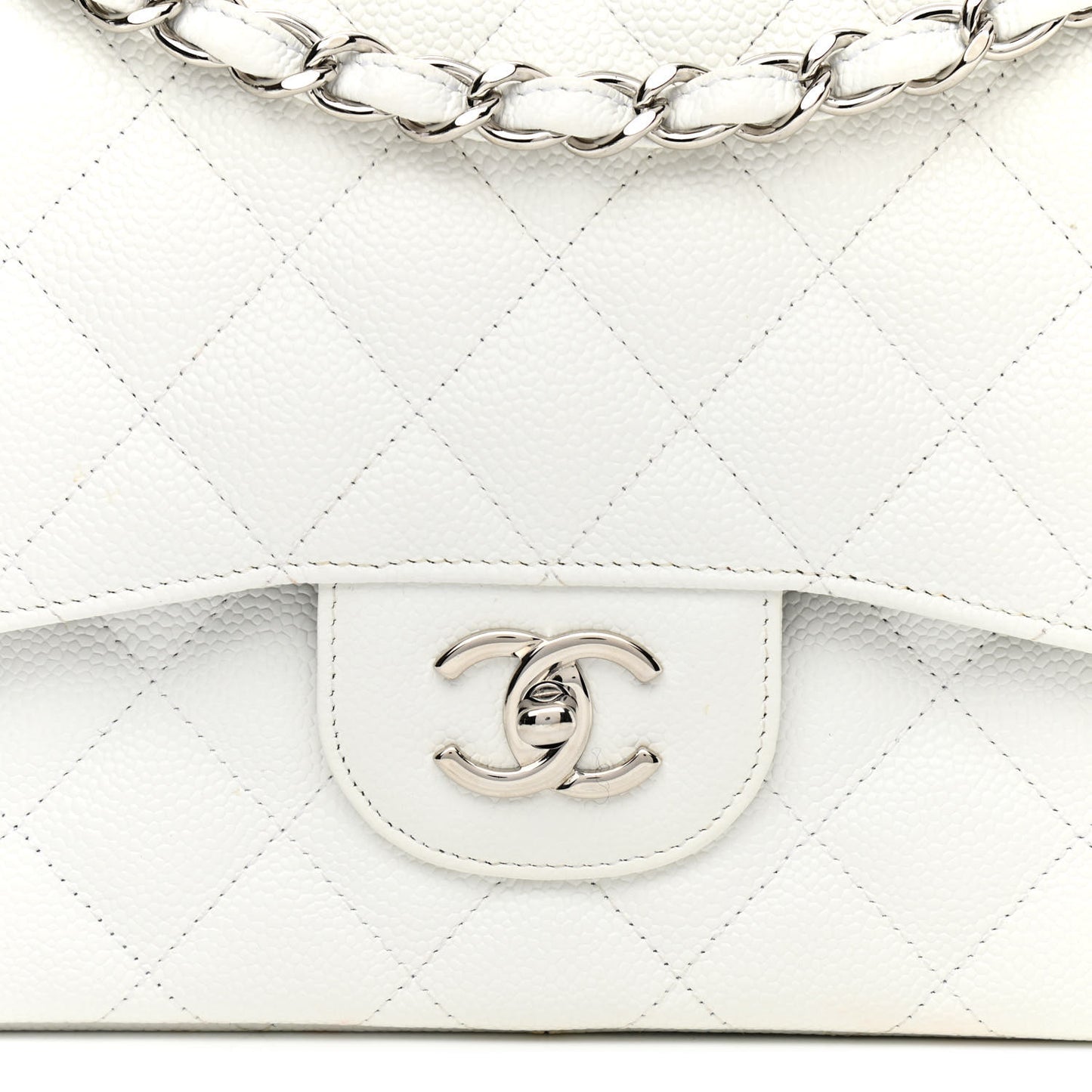 Caviar Quilted Jumbo Double Flap White