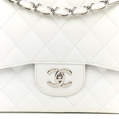 Chanel Caviar Quilted Jumbo Double Flap White 10 of 14