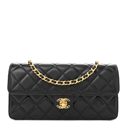 Chanel Shiny Lambskin Quilted Flap Clutch Bag Black 1 of 10