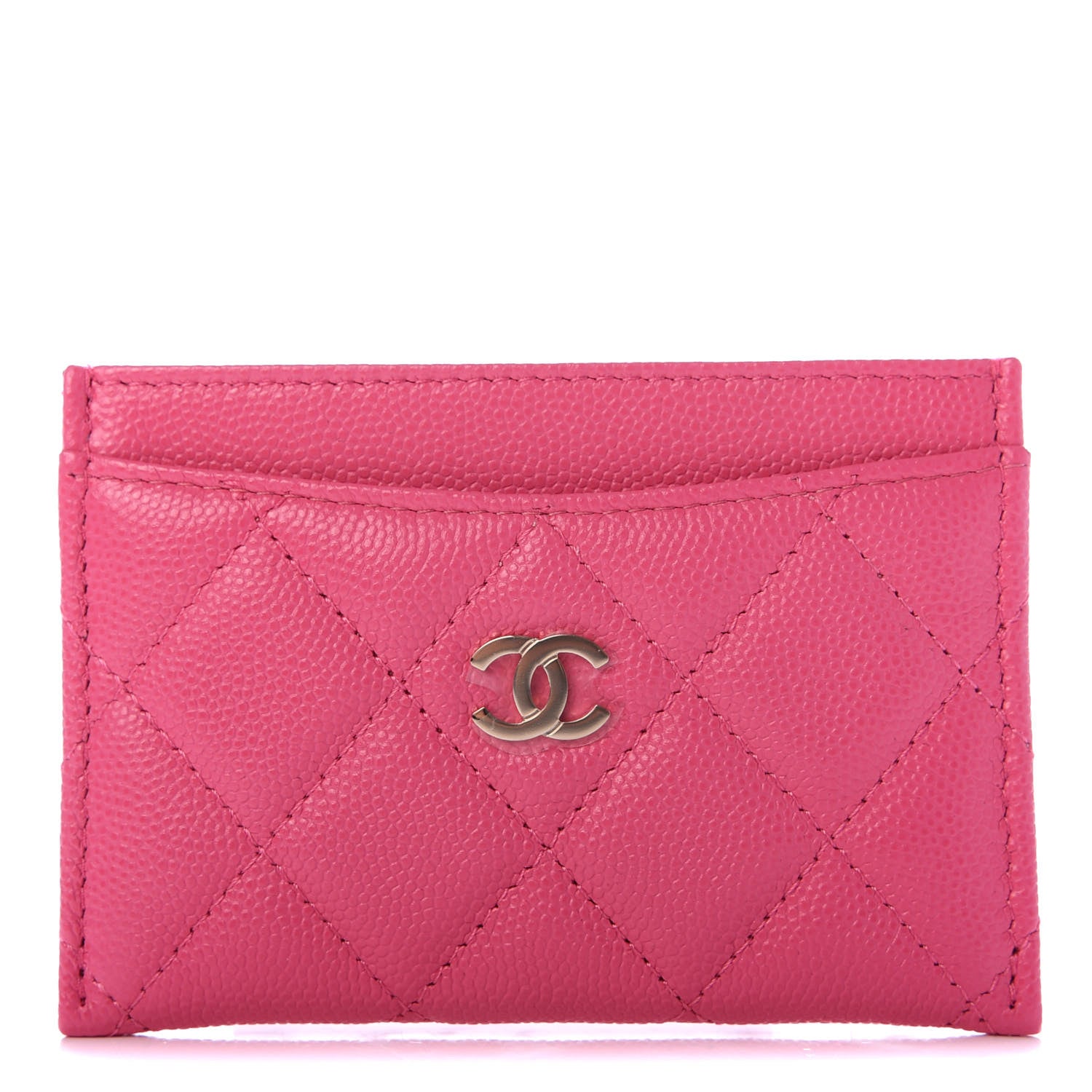 Chanel Caviar Quilted Card Holder Dark Pink 1 of 9