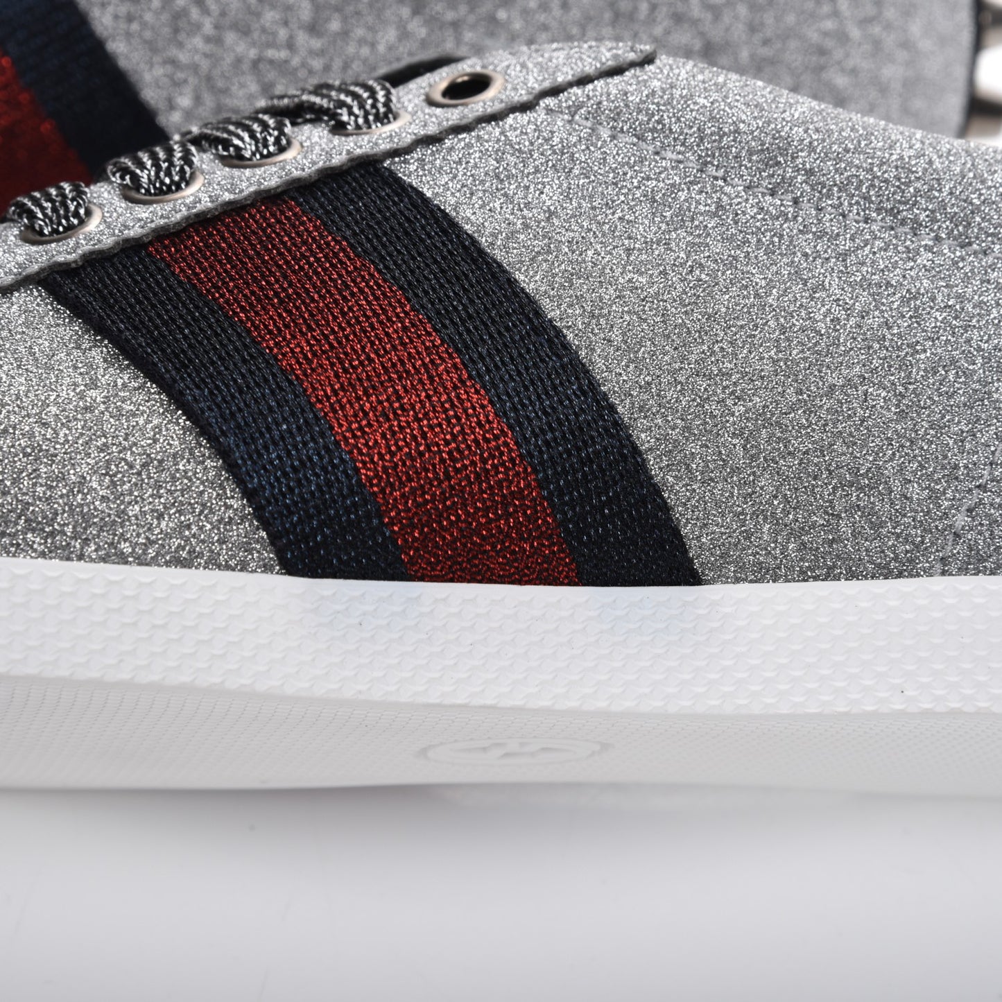 Glitter Fabric Studded Web Sneakers 38.5 Silver