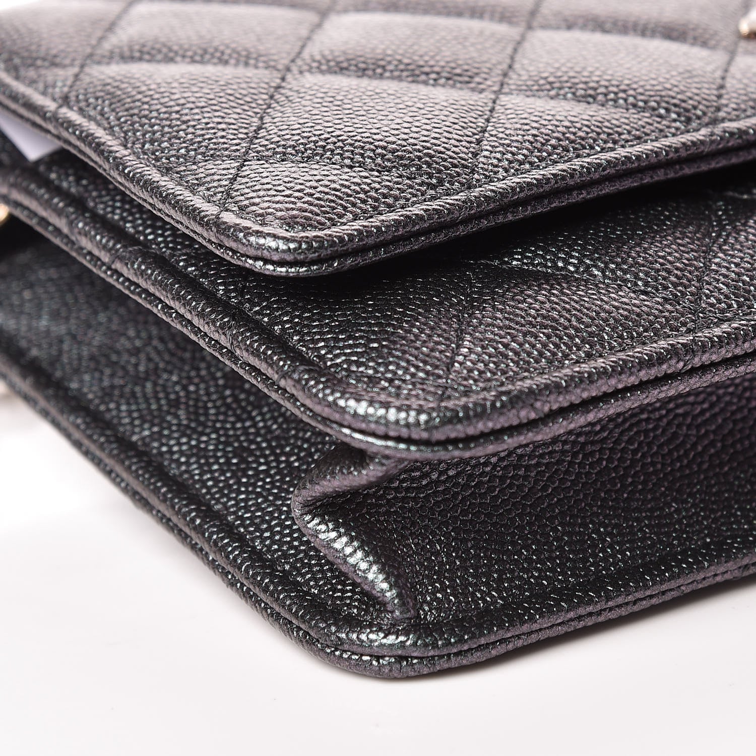 Chanel Iridescent Caviar Quilted Wallet On Chain WOC Black 9 of 11