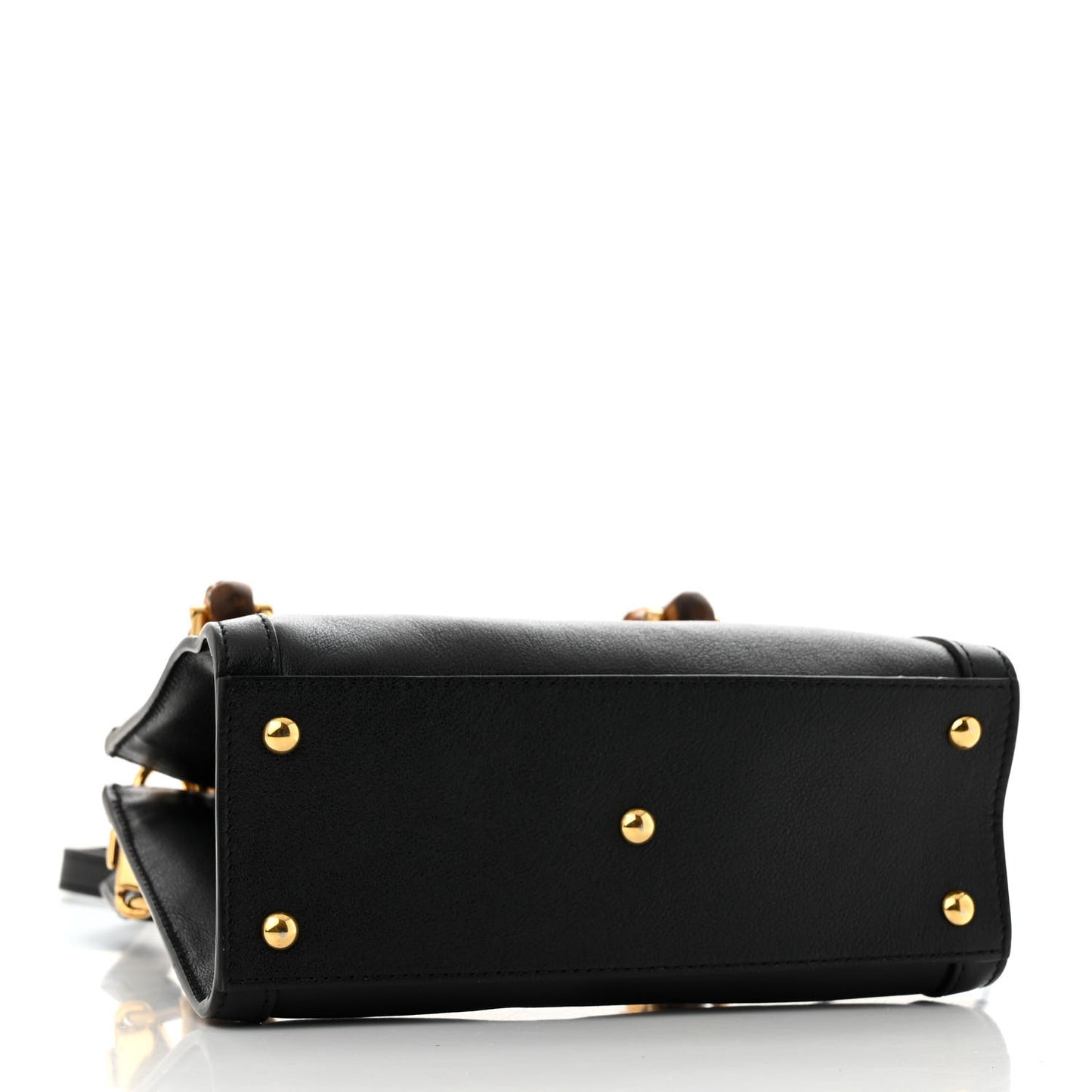 Wonka Grain Calfskin Mini Diana Tote Bag Black Yellow Fluo