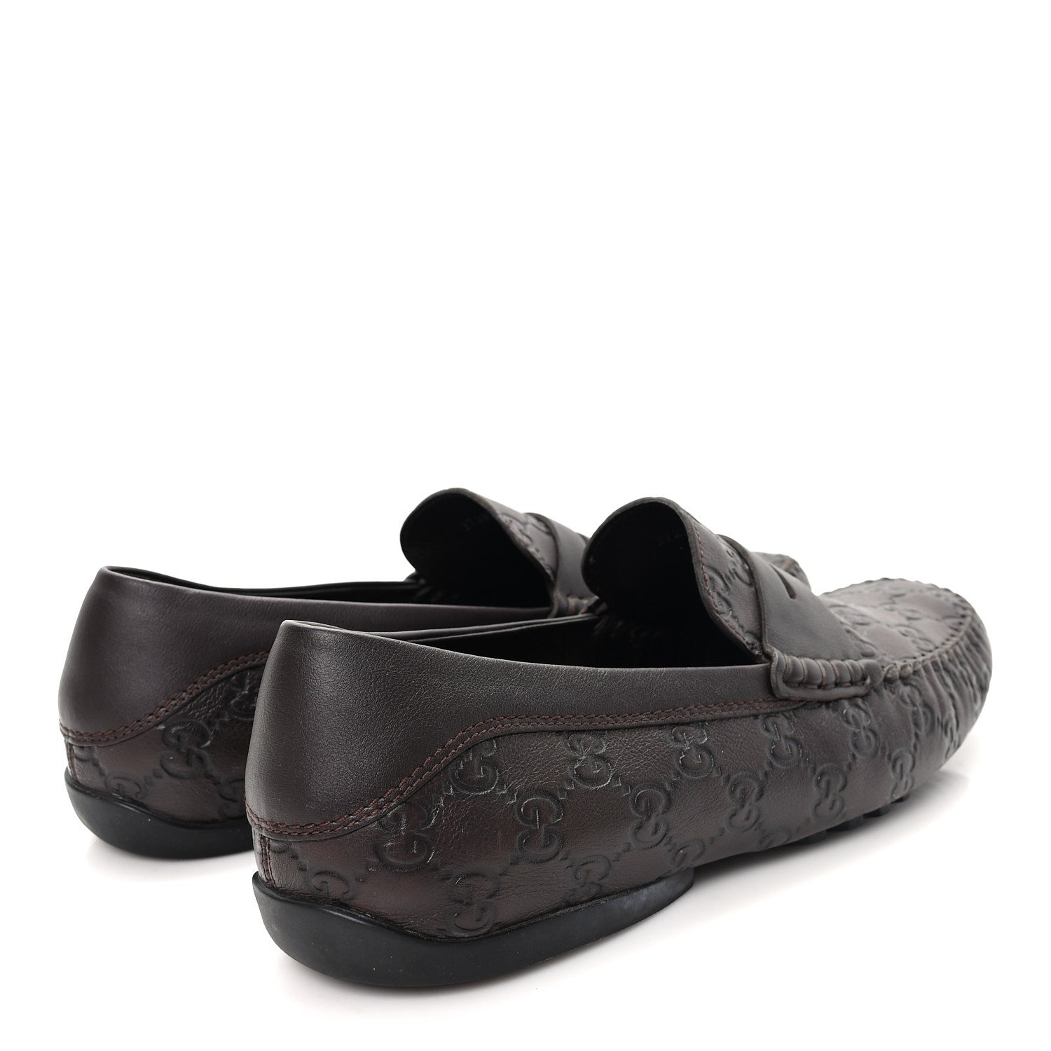 Gucci Guccissima Mens Driver Loafers 8 Chocolate 5 of 9