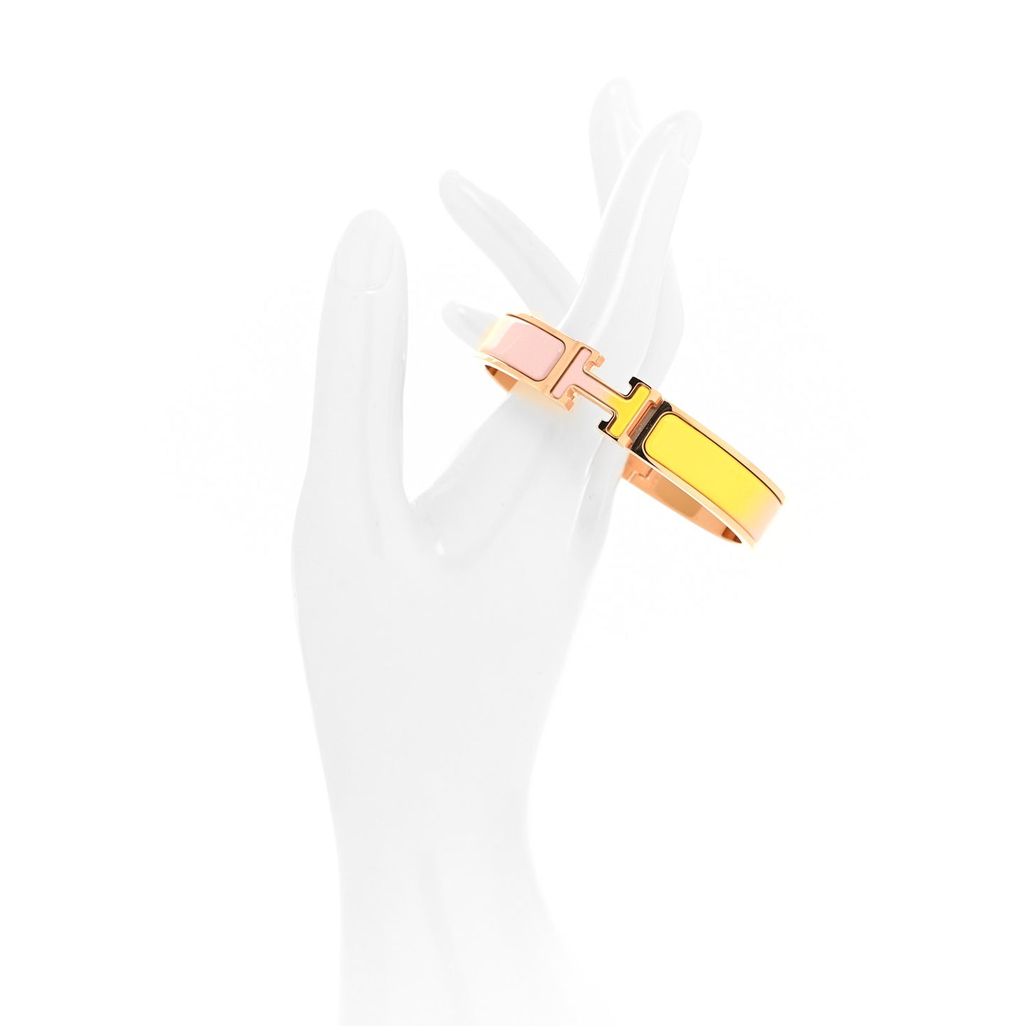 Enamel Narrow Clic Clac H Fusion Bracelet GM Rose Candeur Jaune Tennis