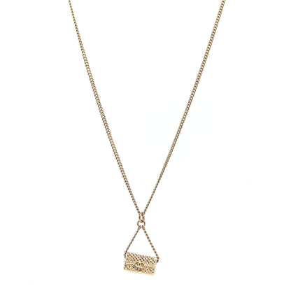 Chanel Metal Flap Bag Necklace Gold 1 of 7