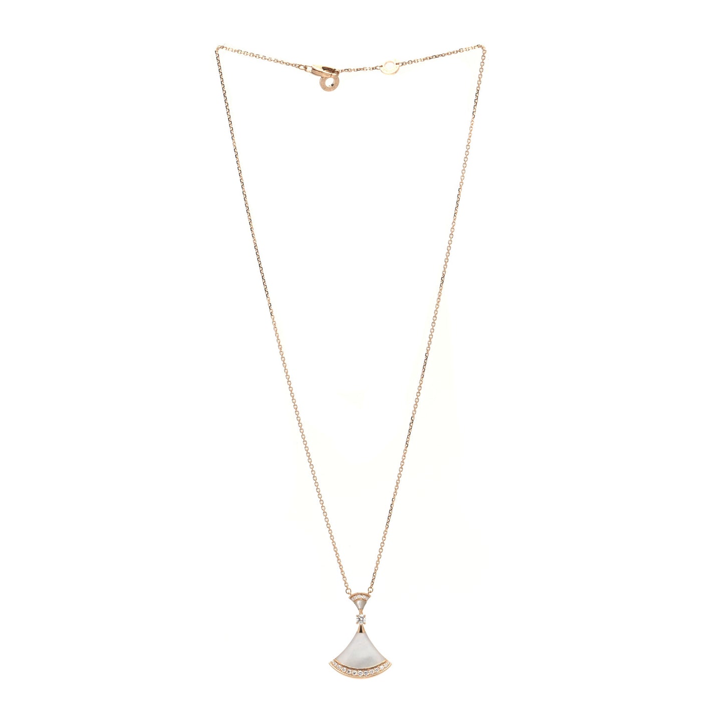 18K Rose Gold Diamond Large Mother of Pearl Divas' Dream Pendant Necklace