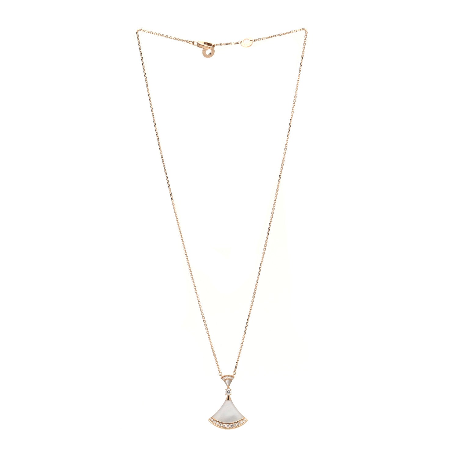 Bulgari 18K Rose Gold Diamond Large Mother of Pearl Divas' Dream Pendant Necklace 3 of 7