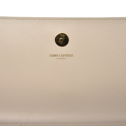 Saint Laurent Grain De Poudre Classic Monogram Cassandre Clutch Dove White 6 of 8
