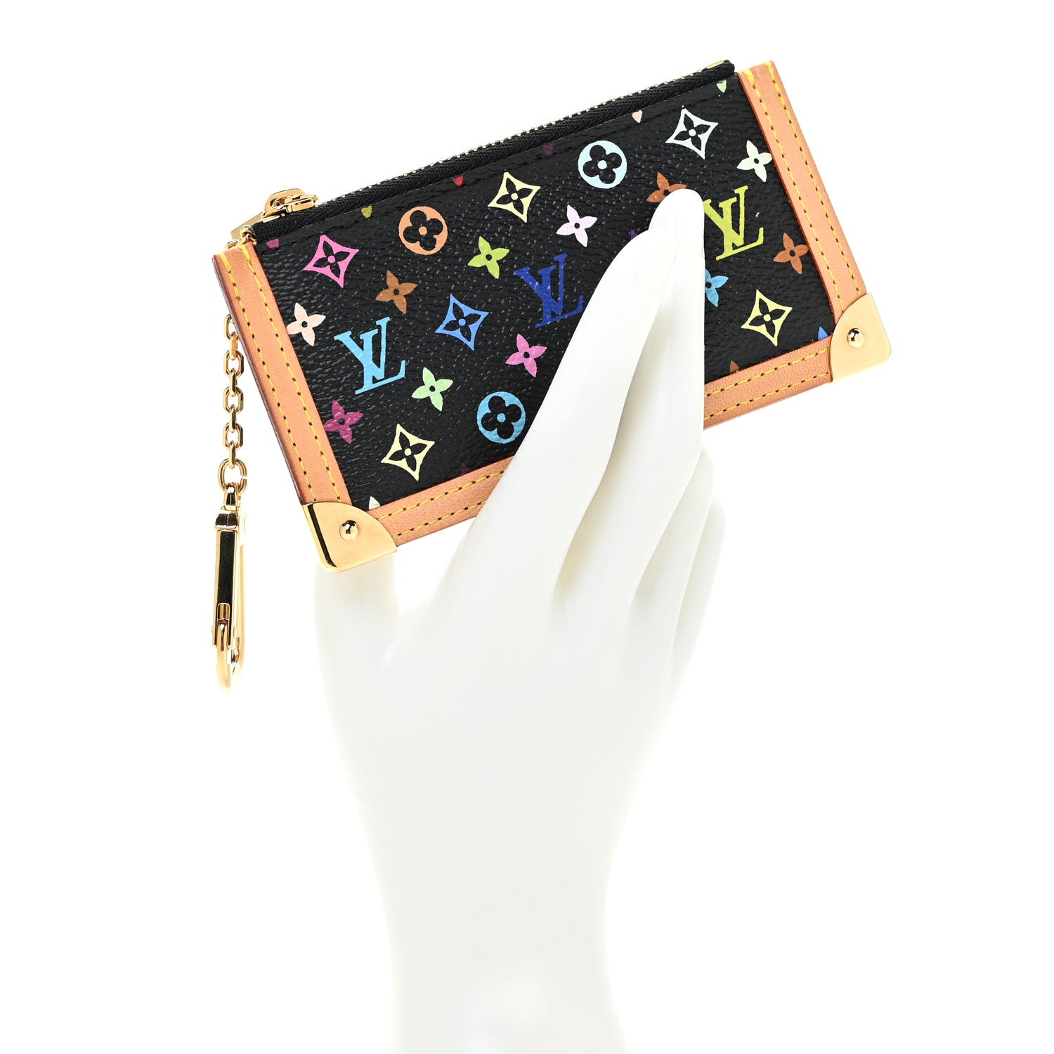 Louis Vuitton Monogram Multicolor Key Pouch Black 2 of 9