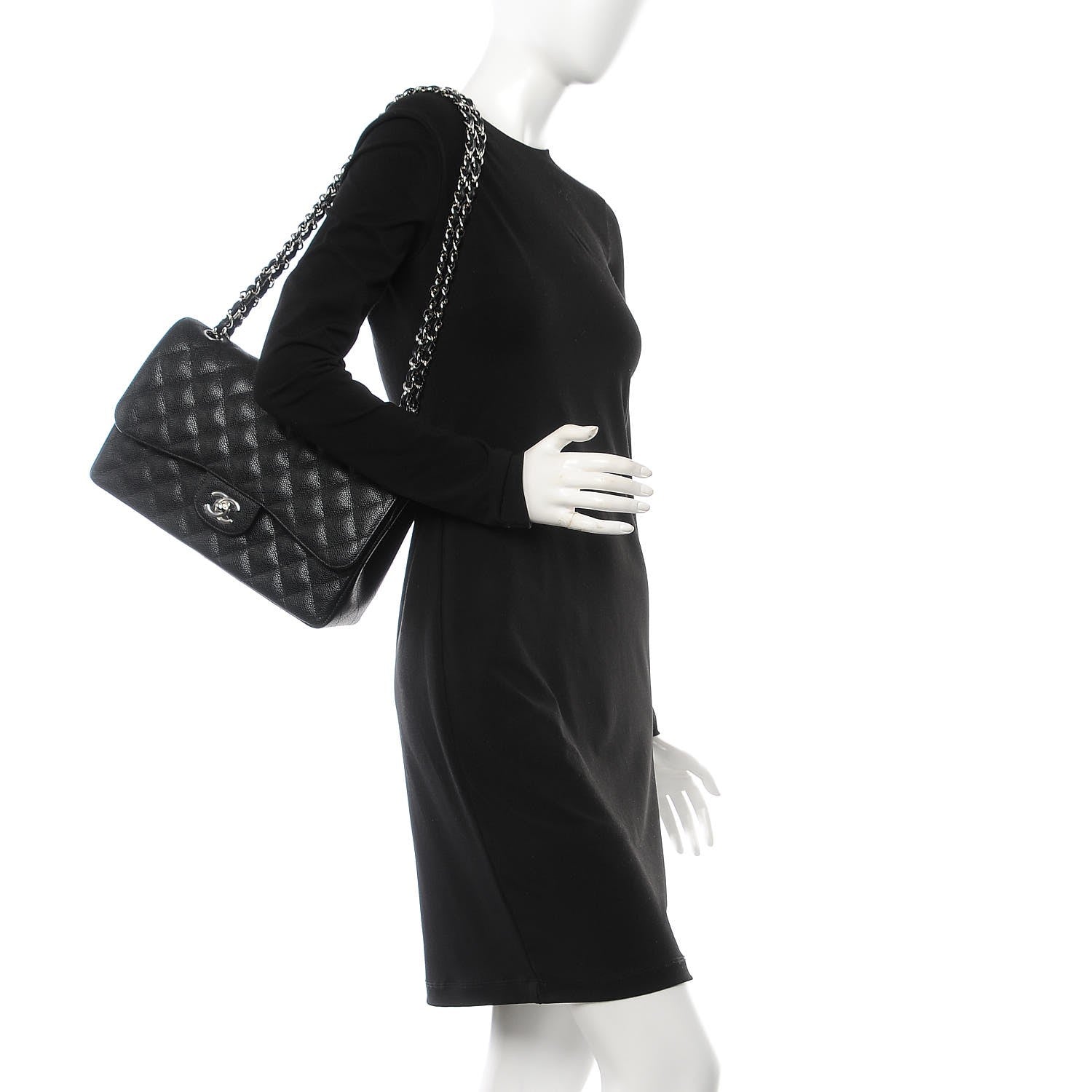 Chanel Caviar Quilted Jumbo Double Flap Black 2 of 8