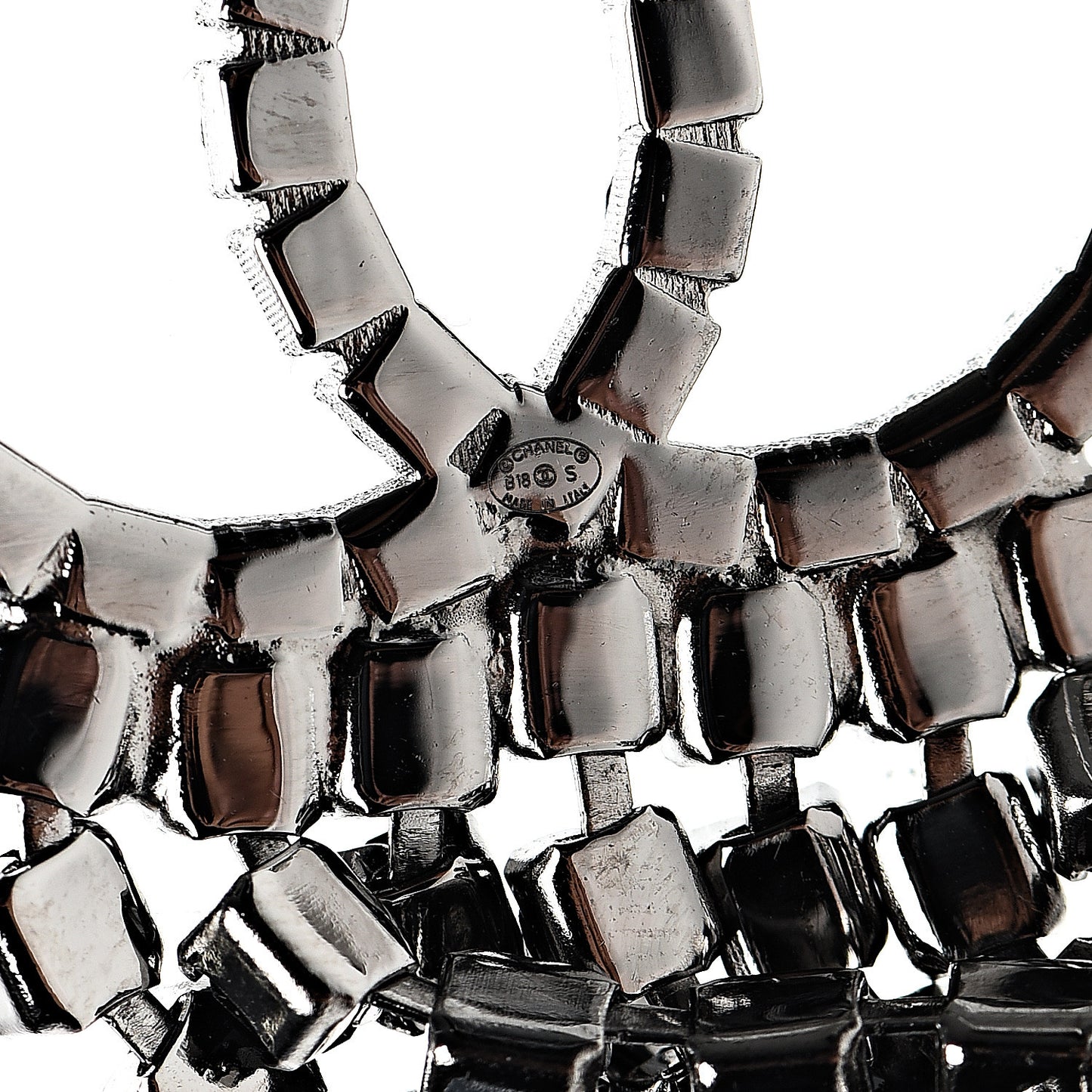 Crystal Fringe CC Brooch Black