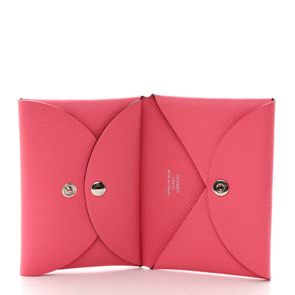Hermes Epsom Calvi Duo Card Case Rose Azalee 6 of 8