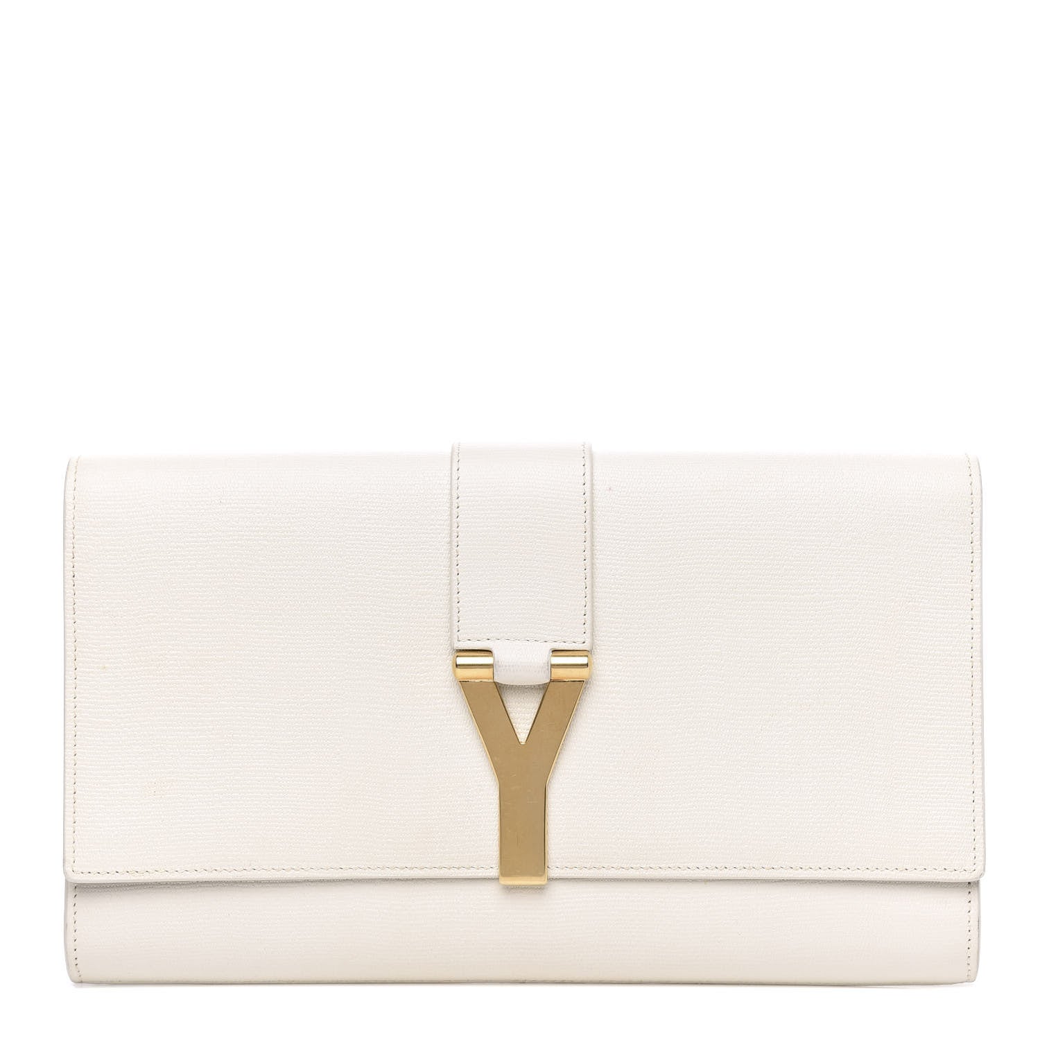 Saint Laurent Textured Calfskin Classic Y Ligne Clutch White 1 of 11
