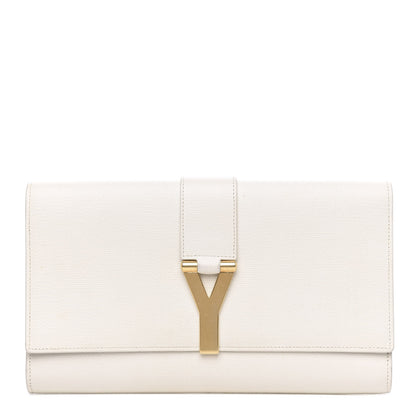 Saint Laurent Textured Calfskin Classic Y Ligne Clutch White 1 of 11