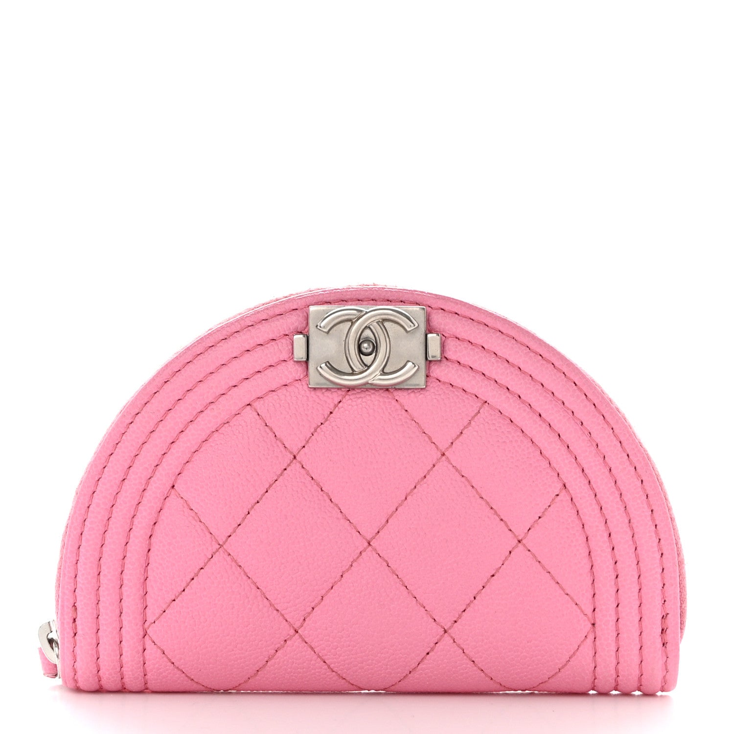 Chanel Caviar Quilted Boy Zipped Coin Purse Light Pink 1 of 8