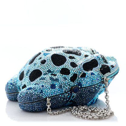 Judith Leiber Crystal Frog Minaudiere Chain Clutch Blue 3 of 12