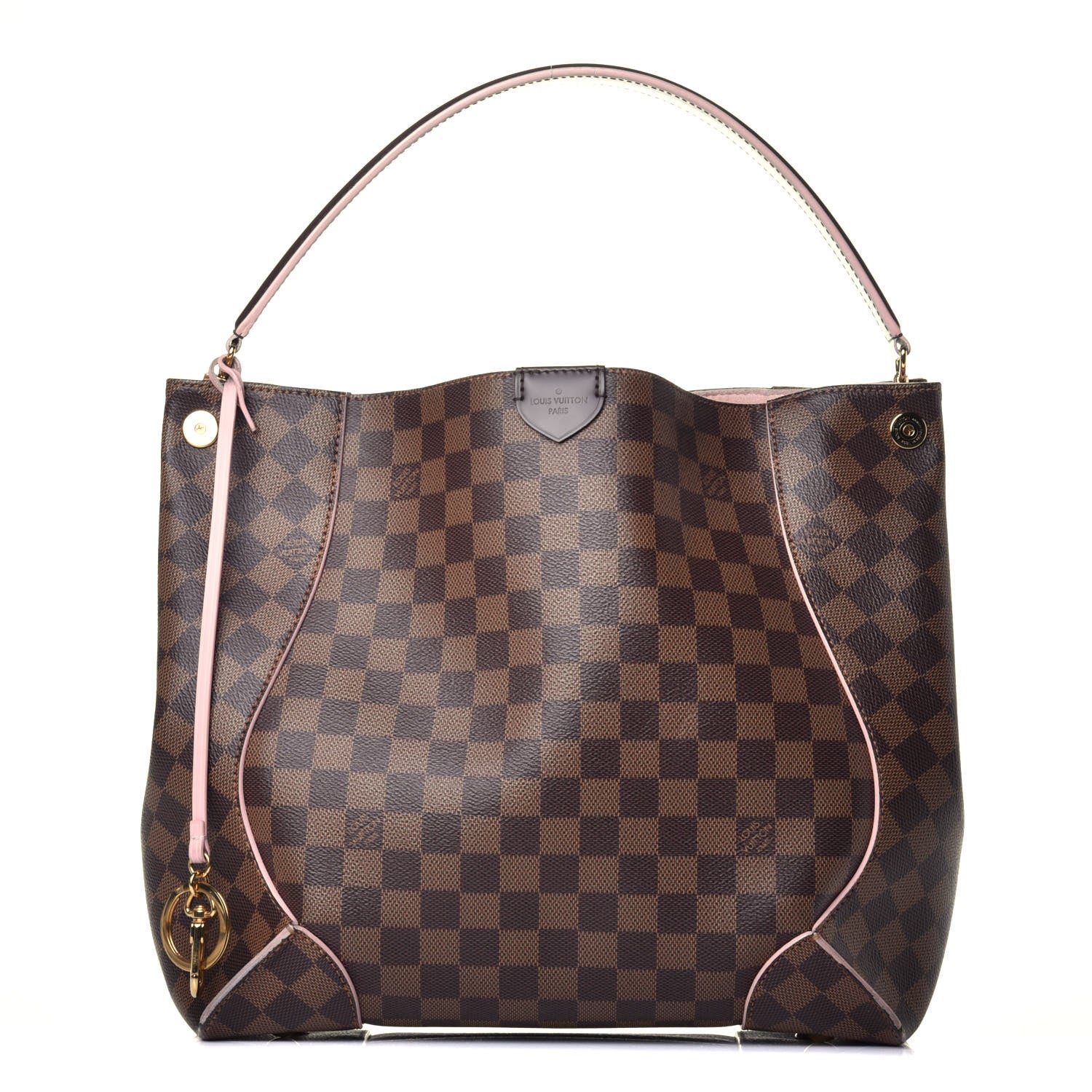 Louis Vuitton Damier Ebene Caissa Hobo Rose Ballerine 1 of 8