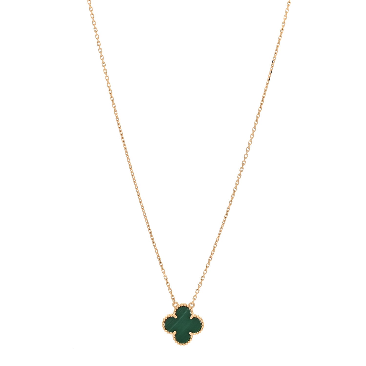 Van Cleef & Arpels 18K Yellow Gold Malachite Vintage Alhambra Pendant Necklace 1 of 7