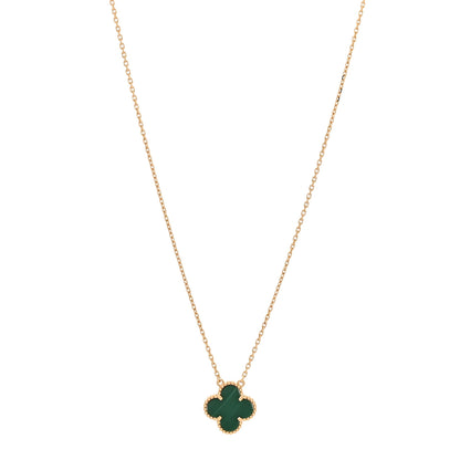 Van Cleef & Arpels 18K Yellow Gold Malachite Vintage Alhambra Pendant Necklace 1 of 7
