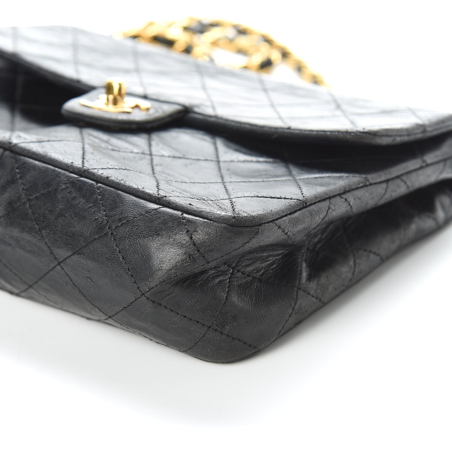 Lambskin Quilted Mini Square Flap Black