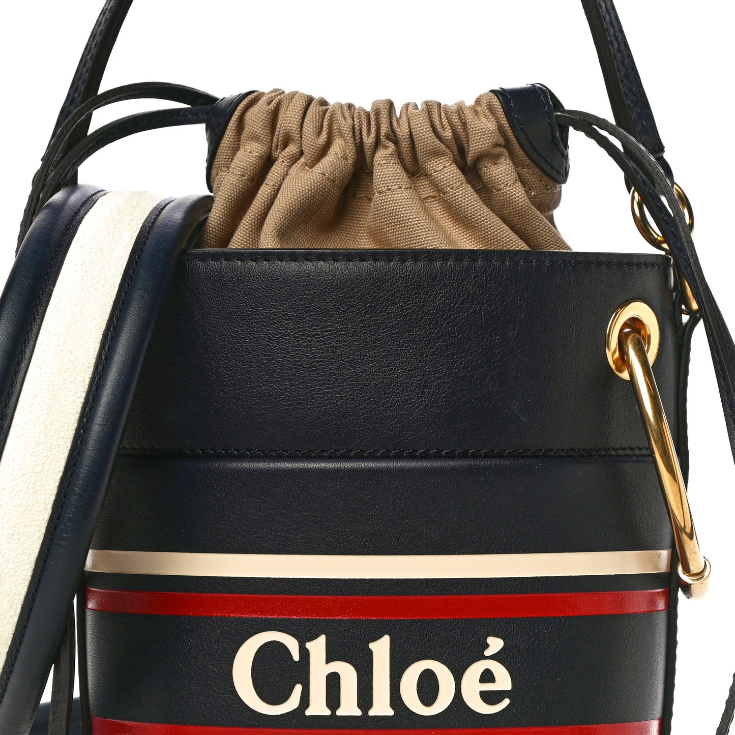 Smooth Calfskin Logo Mini Roy Bucket Bag Full Blue