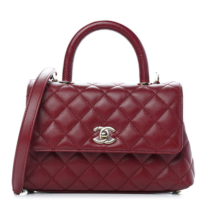 Chanel Caviar Lizard Embossed Quilted Mini Coco Handle Flap Burgundy 1 of 9