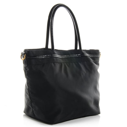 Prada Tessuto Nylon Jacquard Logo Tote Nero Black 3 of 11