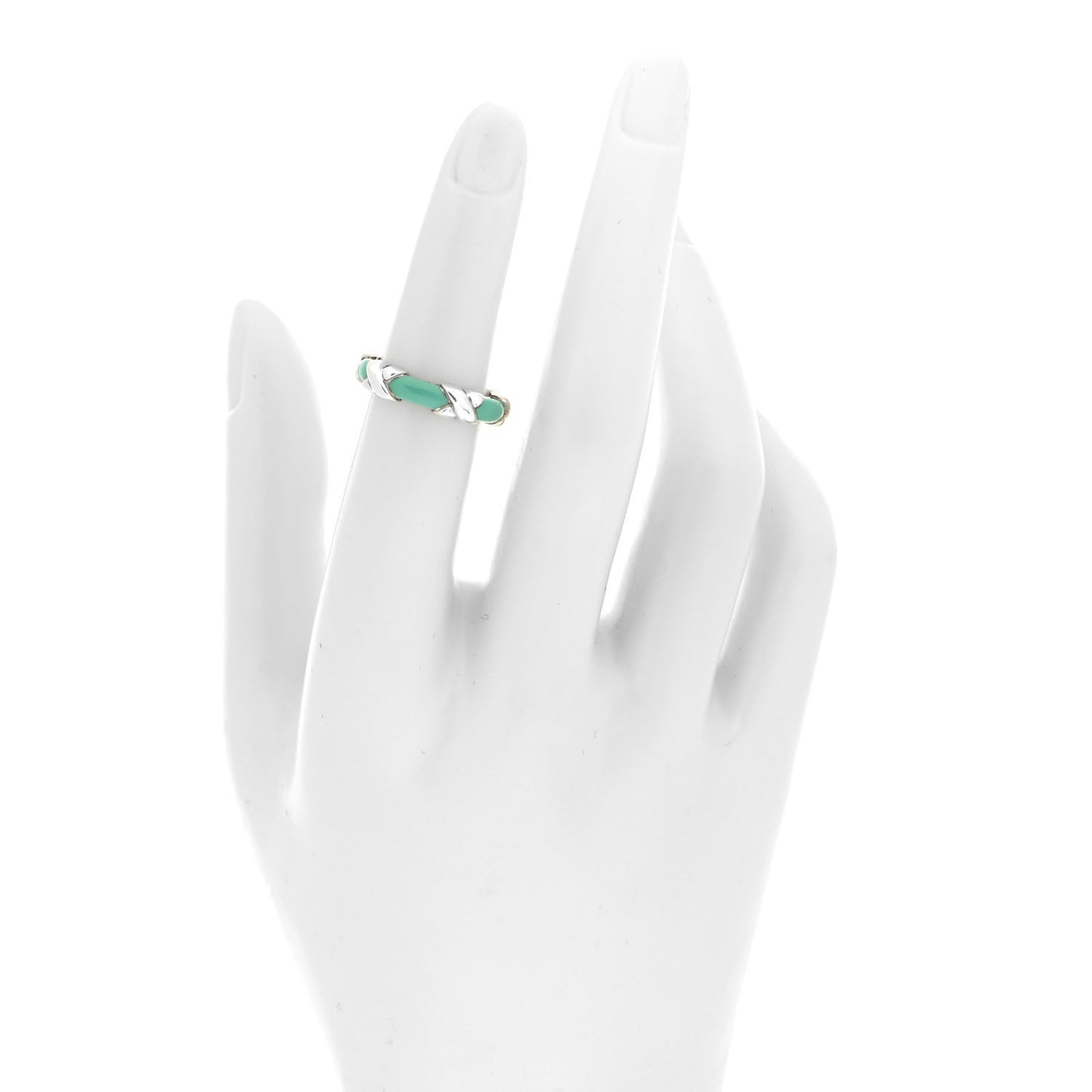 Sterling Silver Enamel Signature X Ring Blue 49 5