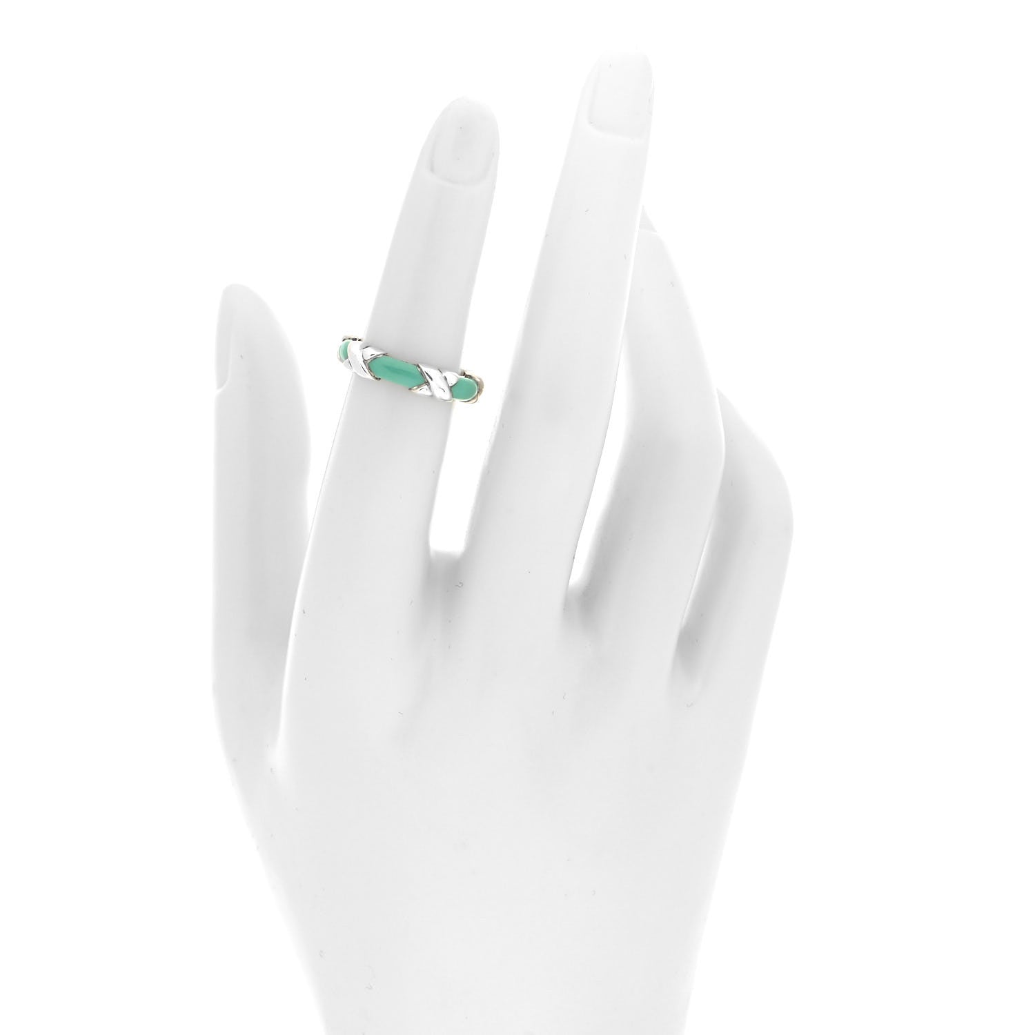 Tiffany Sterling Silver Enamel Signature X Ring Blue 49 5 2 of 4