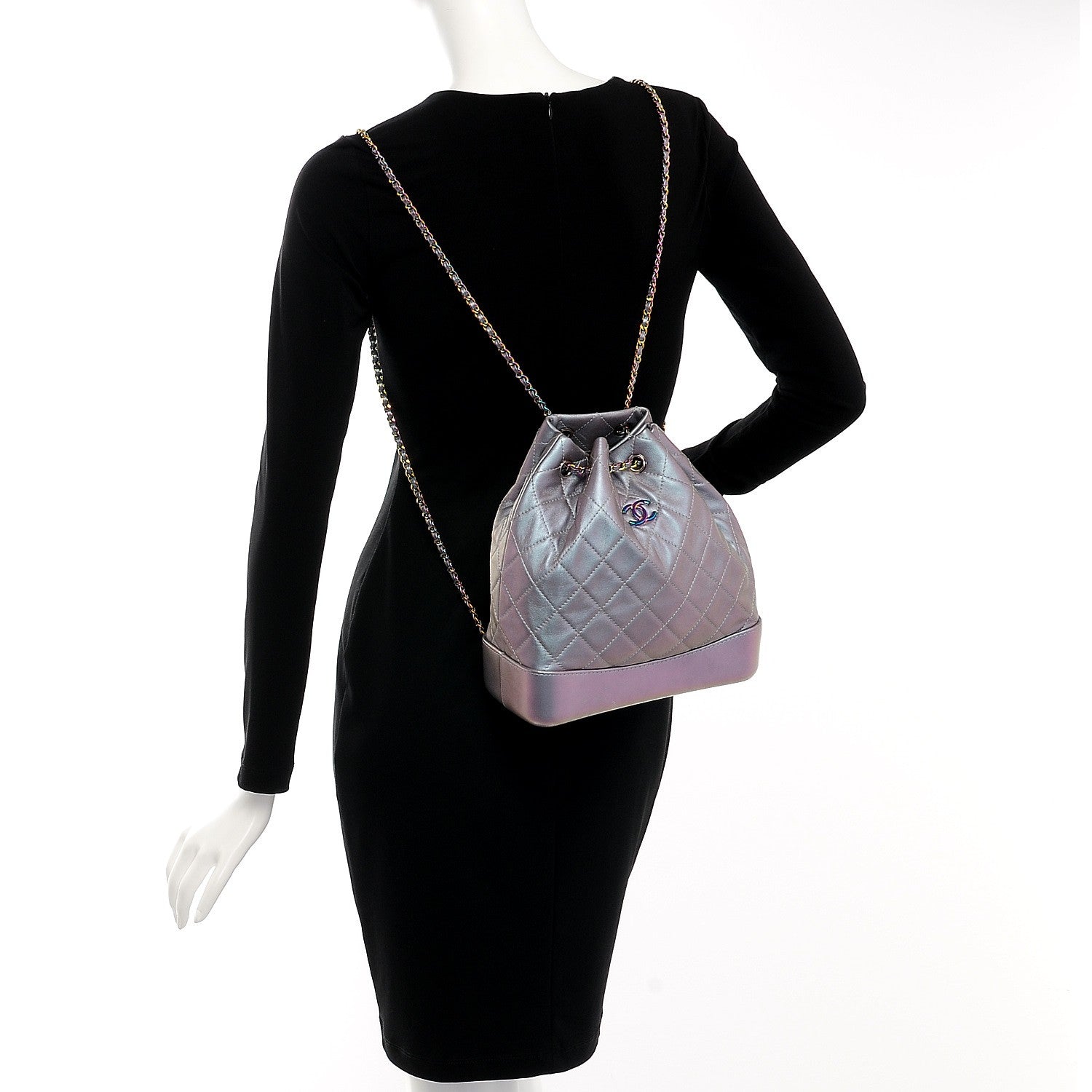 Chanel Iridescent Lambskin Calfskin Quilted Gabrielle Backpack Light Purple 2 of 9