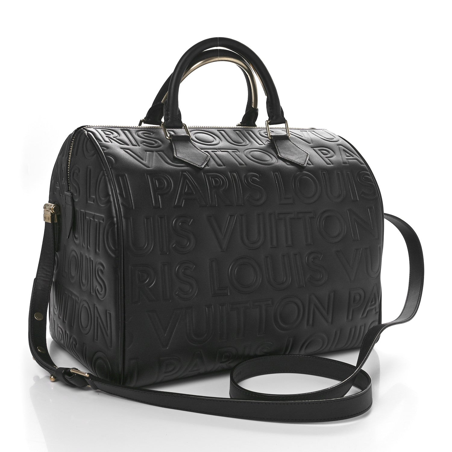 Louis Vuitton Calfskin Embossed Speedy Cube 30 Black 3 of 10