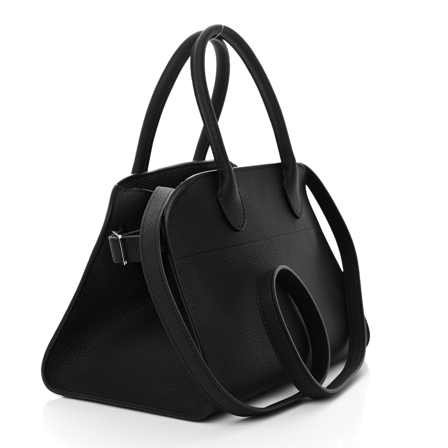 The Row Matte Grained Calfskin Soft Margaux 10 Bag Black 3 of 10