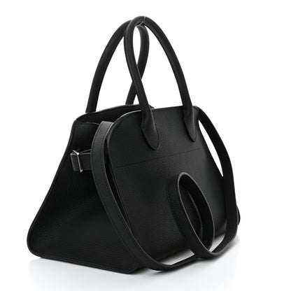 The Row Matte Grained Calfskin Soft Margaux 10 Bag Black 3 of 10