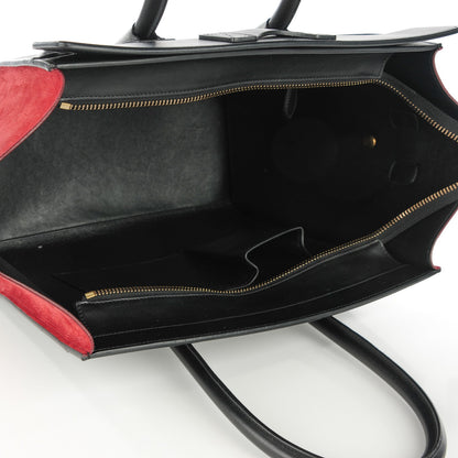 Celine Bullhide Calfskin Suede Mini Tri-Color Luggage Dark Ruby 5 of 7