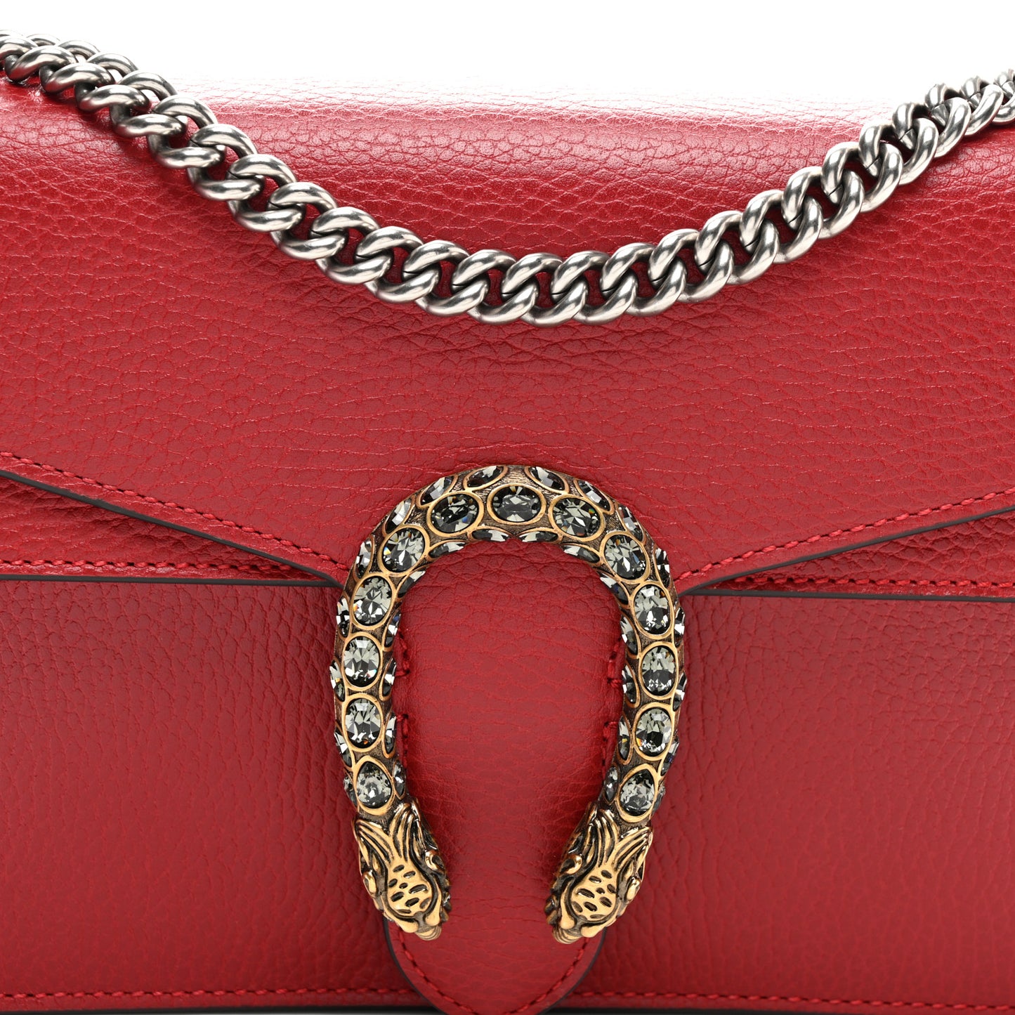 Dollar Calfskin Swarovski Crystal Small Dionysus Shoulder Bag Hibiscus Red