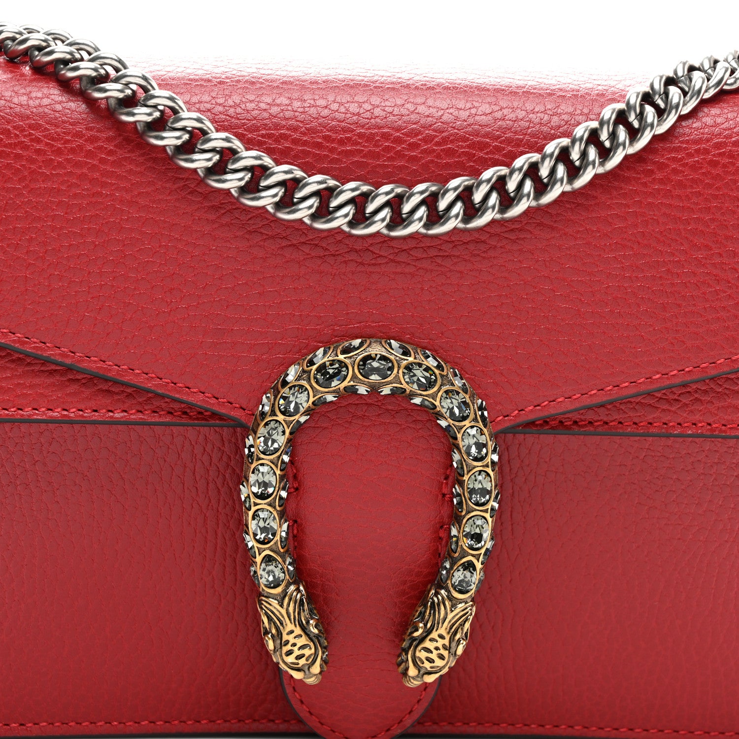 Gucci Dollar Calfskin Swarovski Crystal Small Dionysus Shoulder Bag Hibiscus Red 7 of 10