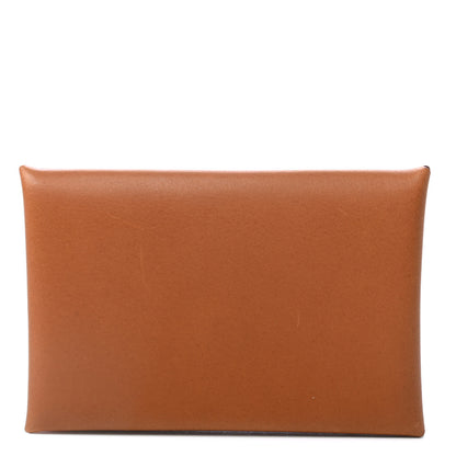 Hermes Barenia Verso Calvi Card Case Fauve Orange Poppy 1 of 4