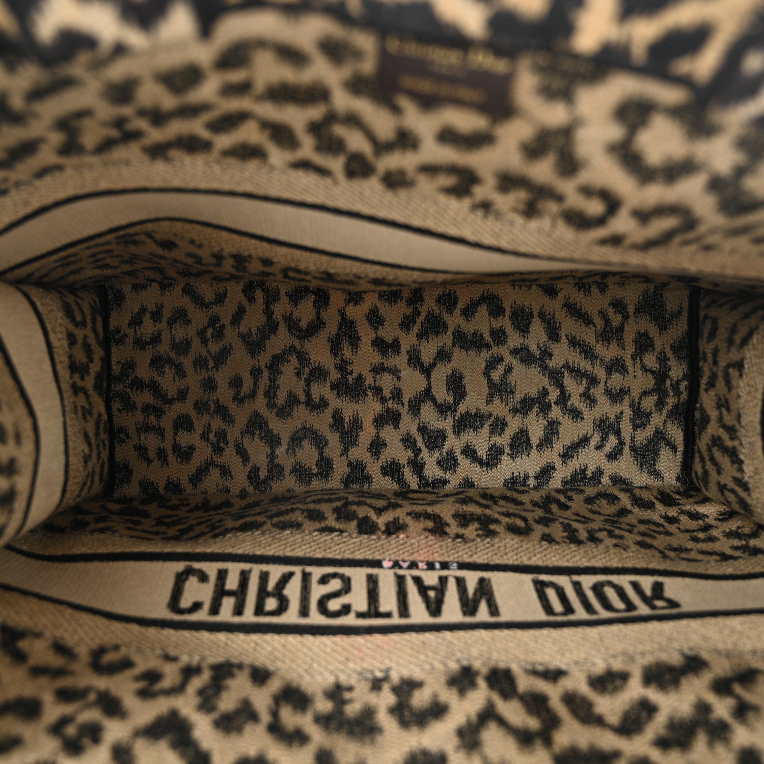 Christian Dior Canvas Mizza Embroidered Large Leopard Book Tote Beige 4 of 9