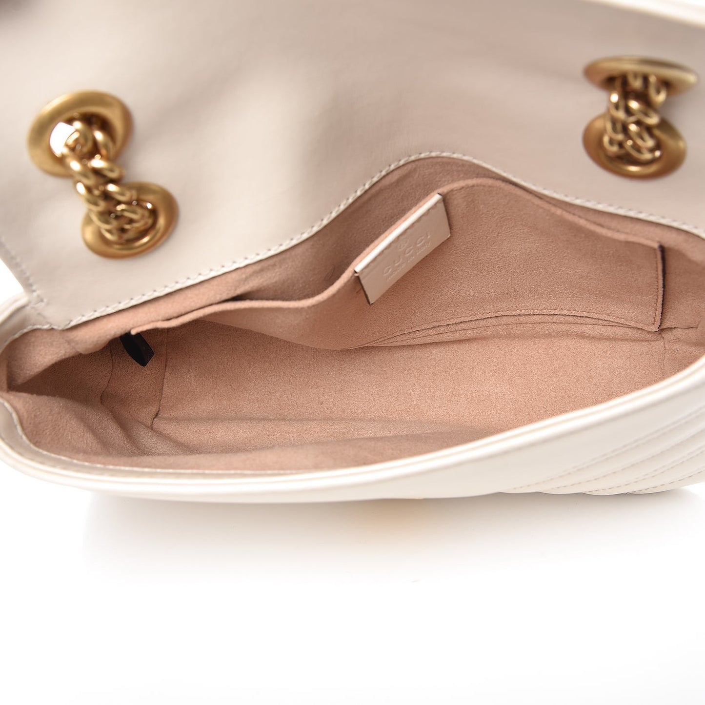 Calfskin Matelasse Mini GG Marmont Shoulder Bag White