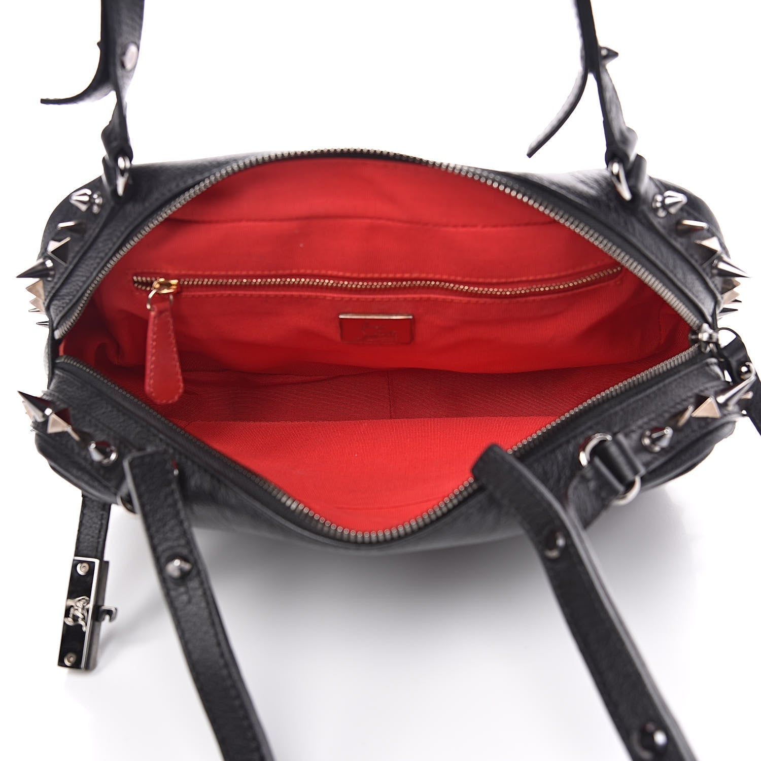 Christian Louboutin Calfskin Spikes Shoulder Bag Black 5 of 13