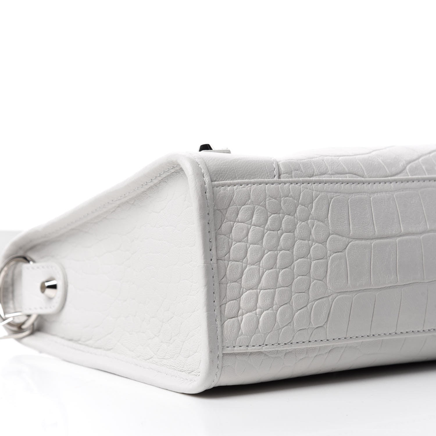 Balenciaga Matte Supple Lambskin Crocodile Embossed Classic Silver Hardware S City White 7 of 11