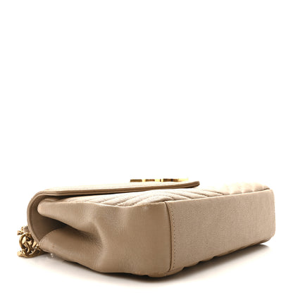 Saint Laurent Sheepskin Matelasse Chevron Monogram Medium College Bag Dark Beige 4 of 11