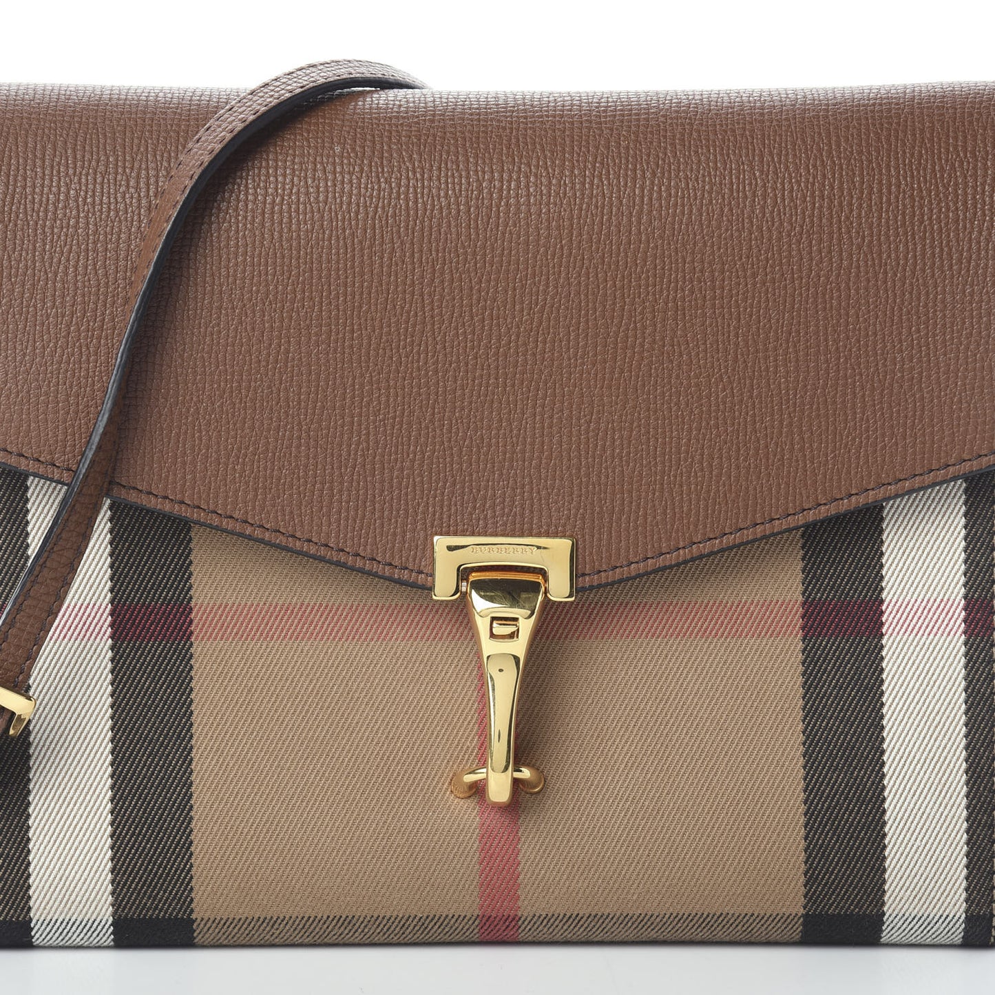 Derby Calfskin House Check Small Macken Crossbody Bag Tan
