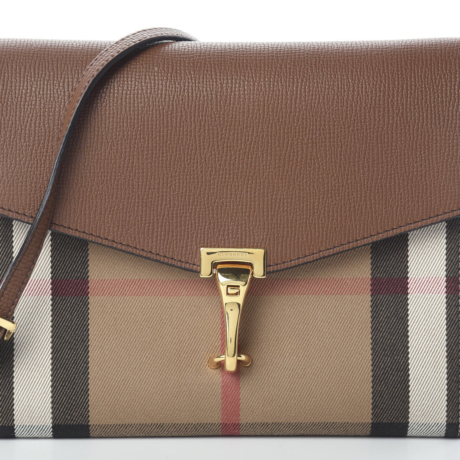 Burberry Derby Calfskin House Check Small Macken Crossbody Bag Tan 8 of 10