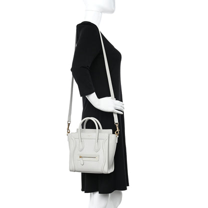 Celine Drummed Calfskin Nano Luggage Chalk 2 of 10