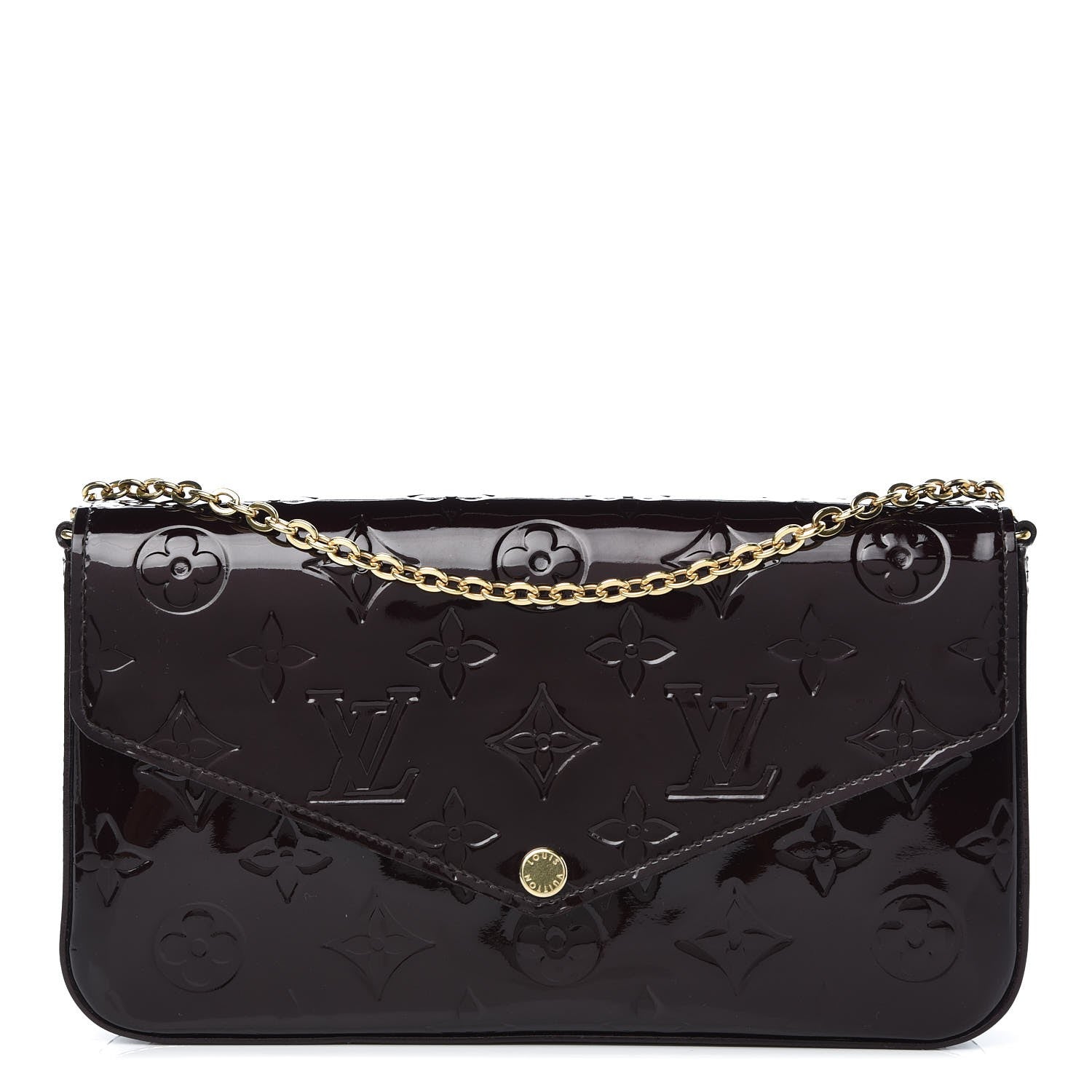 Louis Vuitton Vernis Pochette Felicie Chain Wallet Amarante 1 of 12