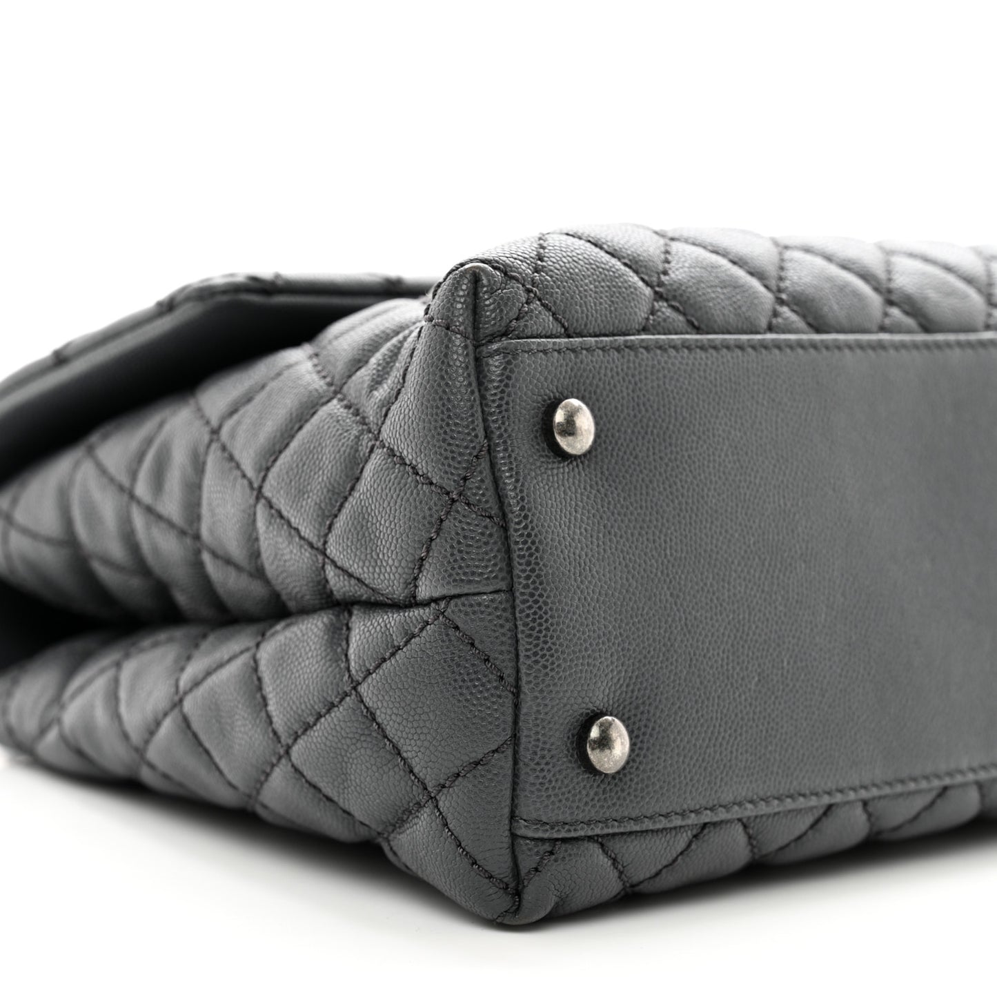 Caviar Lizard Quilted Medium Coco Handle Flap Grey