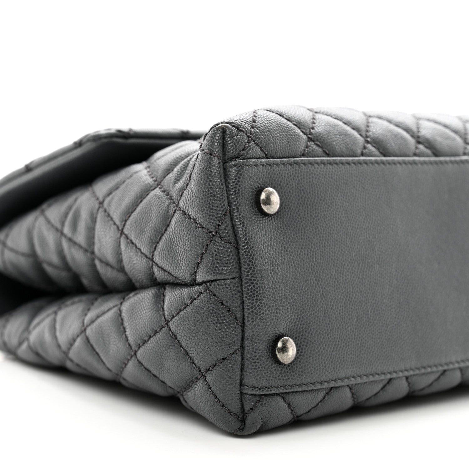 Chanel Caviar Lizard Quilted Medium Coco Handle Flap Grey 9 of 10
