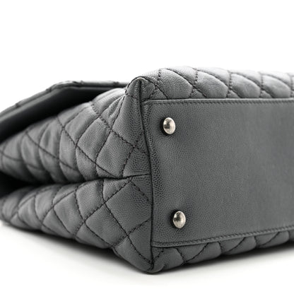 Chanel Caviar Lizard Quilted Medium Coco Handle Flap Grey 9 of 10